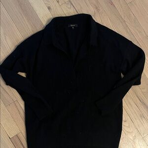 Quince Black V-Neck Sweater 100% cashmere